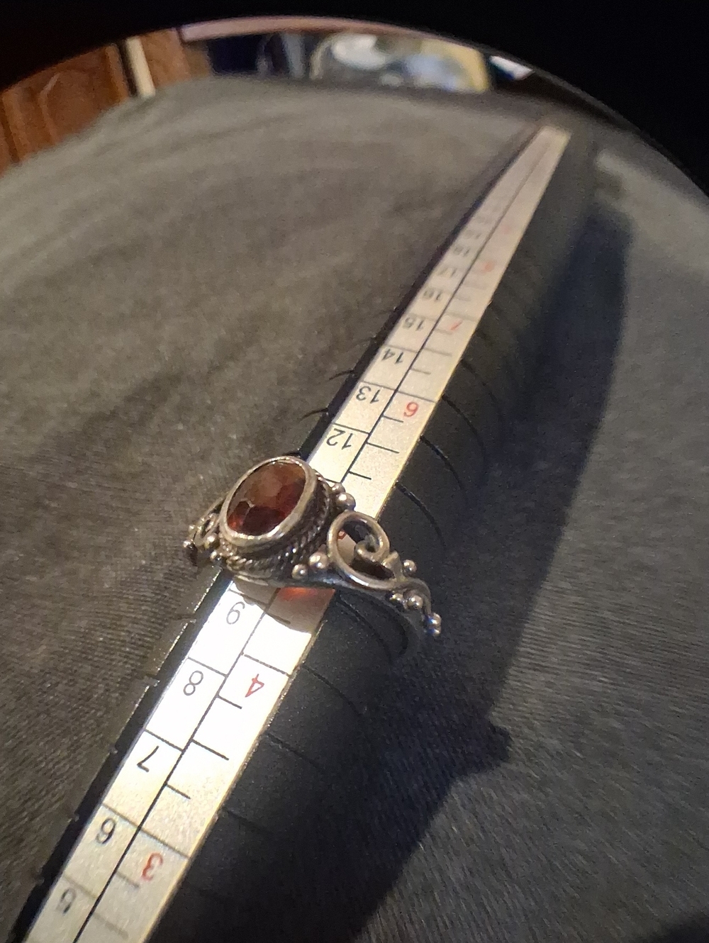 Silver & Garnet Womans Ring 4.75,Stamped/Hallmarked